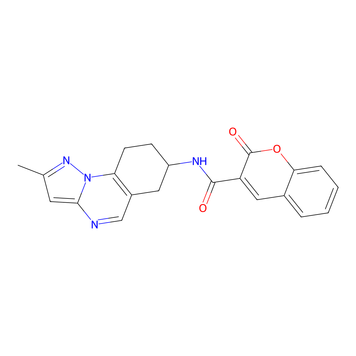 N-{2-methyl-6H,7H,8H,9H-pyrazolo[1,5-a]quinazolin-7-yl}-2-oxo-2H-chromene-3-carboxamide molecular structure, CAS 2097924-33-7