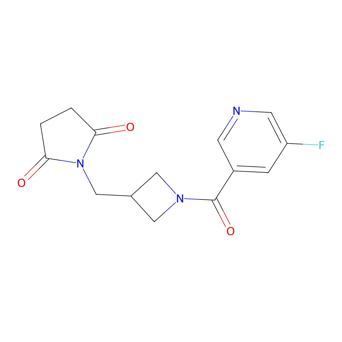 1-{[1-(5-Fluoropyridine-3-carbonyl)azetidin-3-yl]methyl}pyrrolidine-2,5-dione molecular structure, CAS 2097924-34-8