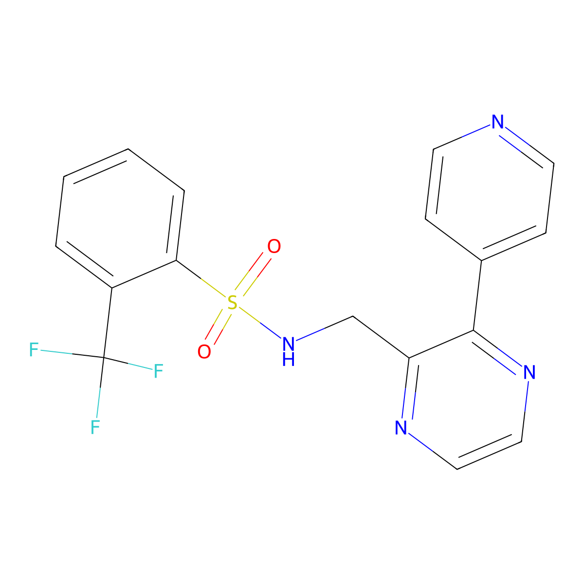N-{[3-(pyridin-4-yl)pyrazin-2-yl]methyl}-2-(trifluoromethyl)benzene-1-sulfonamide molecular structure, CAS 2097924-36-0