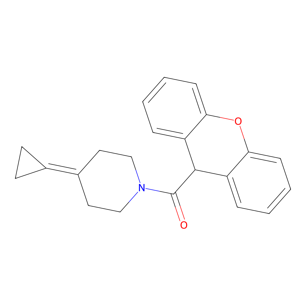 (4-cyclopropylidenepiperidin-1-yl)(9H-xanthen-9-yl)methanone molecular structure, CAS 2097924-38-2