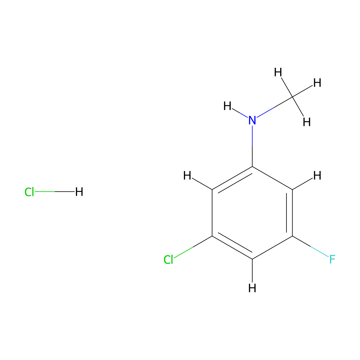 3-chloro-5-fluoro-N-methylaniline hydrochloride molecular structure, CAS 2097924-39-3