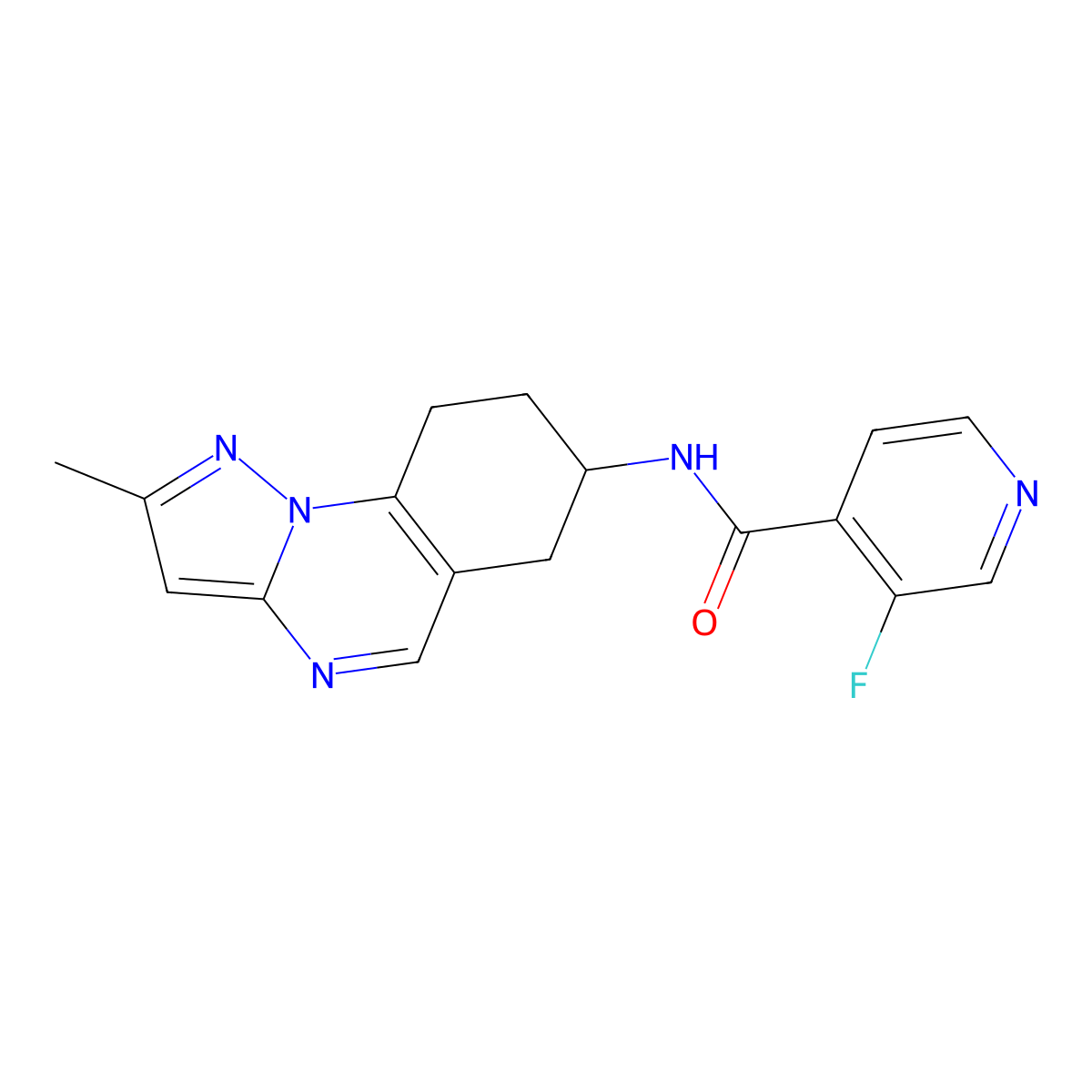 3-fluoro-N-{2-methyl-6H,7H,8H,9H-pyrazolo[1,5-a]quinazolin-7-yl}pyridine-4-carboxamide molecular structure, CAS 2097924-50-8