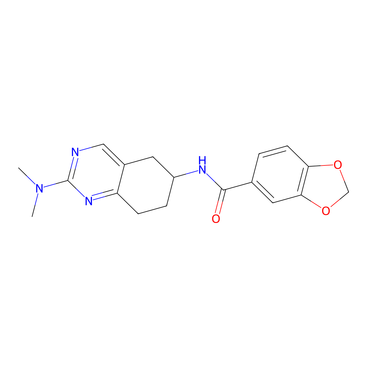 N-[2-(dimethylamino)-5,6,7,8-tetrahydroquinazolin-6-yl]-2H-1,3-benzodioxole-5-carboxamide molecular structure, CAS 2097924-52-0