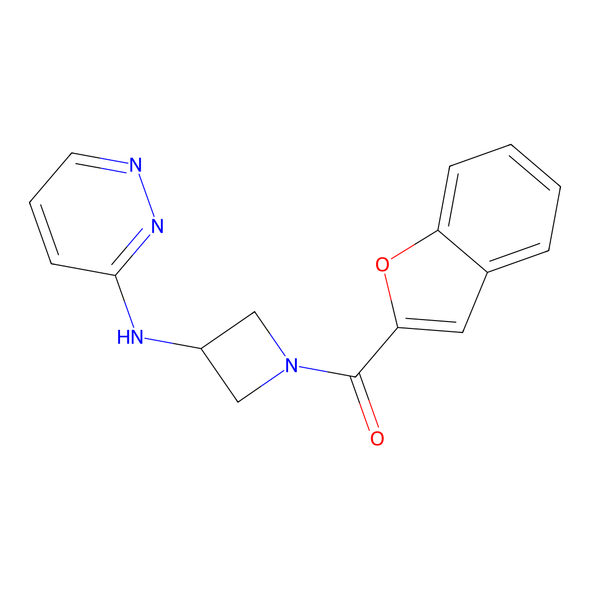 N-[1-(1-benzofuran-2-carbonyl)azetidin-3-yl]pyridazin-3-amine molecular structure, CAS 2097924-55-3
