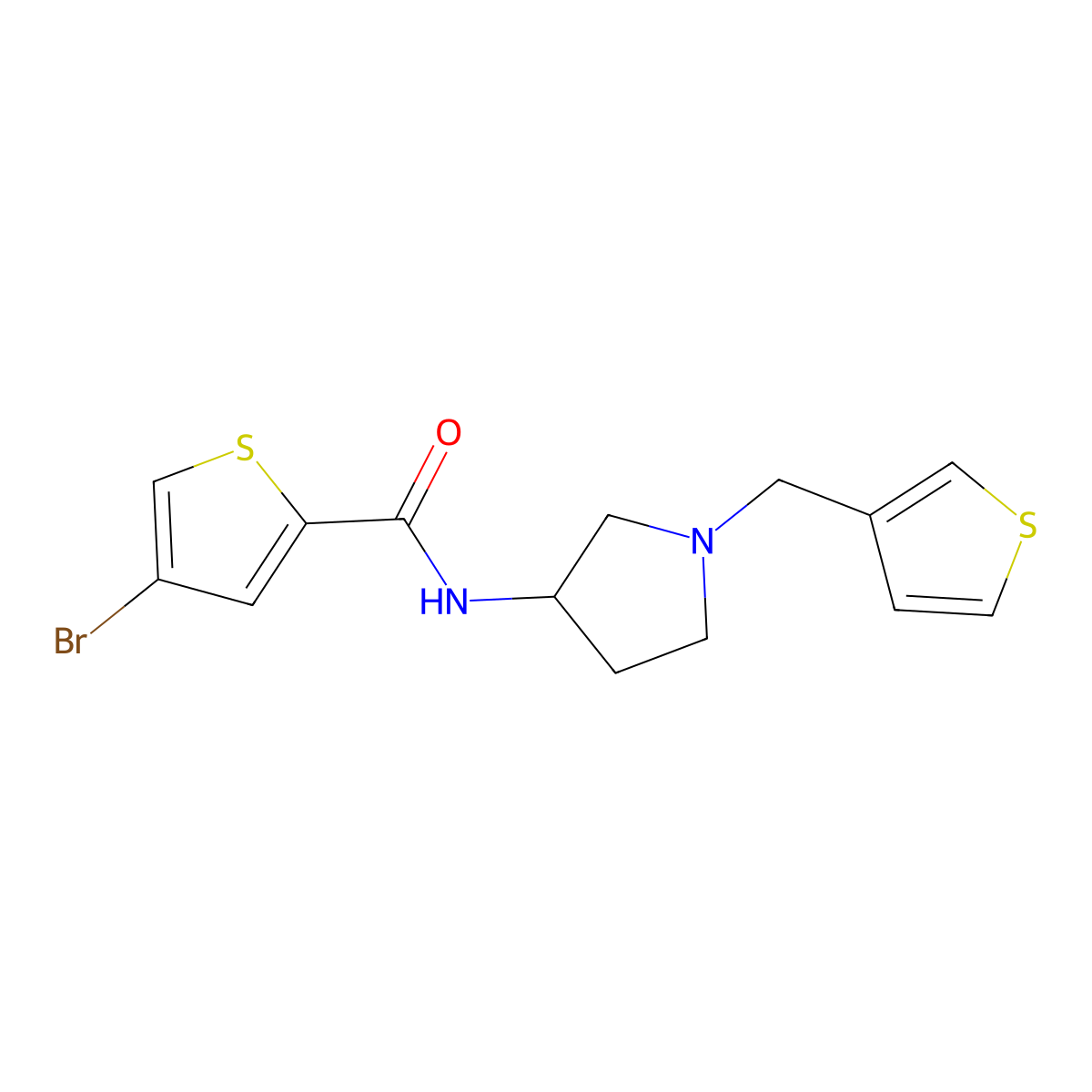 4-bromo-N-{1-[(thiophen-3-yl)methyl]pyrrolidin-3-yl}thiophene-2-carboxamide molecular structure, CAS 2097924-60-0