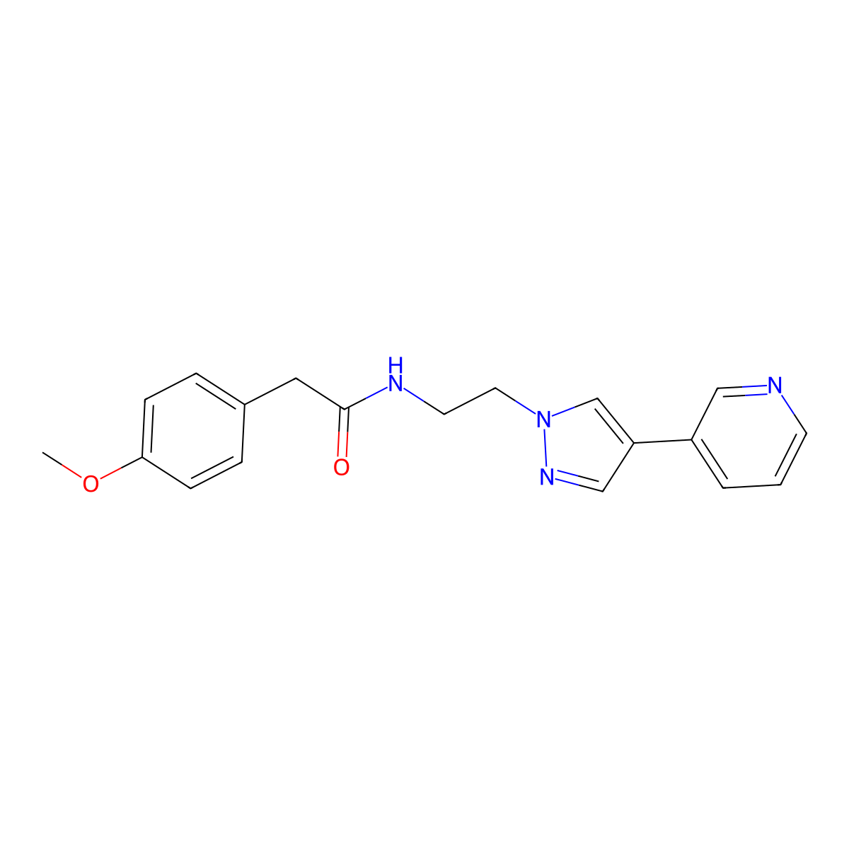2-(4-methoxyphenyl)-N-{2-[4-(pyridin-3-yl)-1H-pyrazol-1-yl]ethyl}acetamide molecular structure, CAS 2097924-67-7