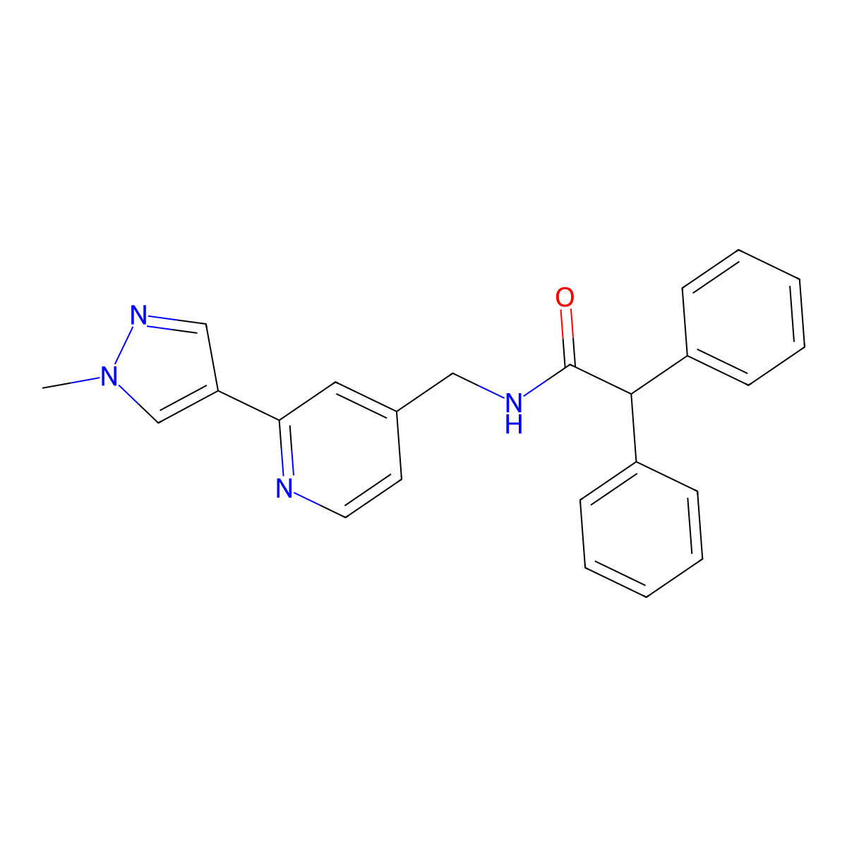 N-{[2-(1-methyl-1H-pyrazol-4-yl)pyridin-4-yl]methyl}-2,2-diphenylacetamide molecular structure, CAS 2097924-71-3