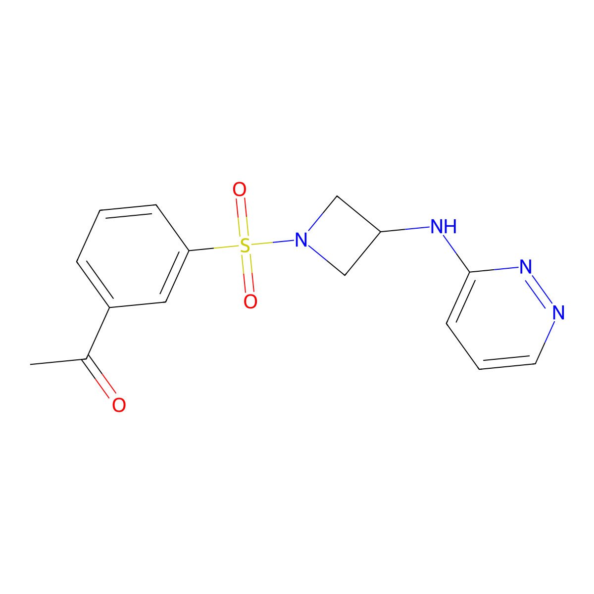 1-[3-({3-[(Pyridazin-3-yl)amino]azetidin-1-yl}sulfonyl)phenyl]ethan-1-one molecular structure, CAS 2097924-76-8