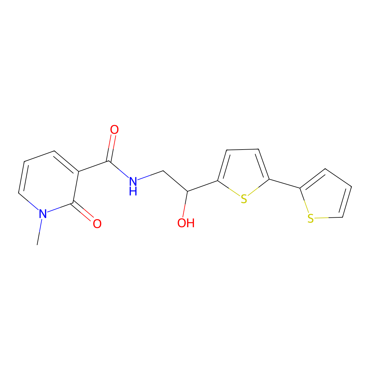 N-(2-{[2,2'-bithiophene]-5-yl}-2-hydroxyethyl)-1-methyl-2-oxo-1,2-dihydropyridine-3-carboxamide molecular structure, CAS 2097924-81-5