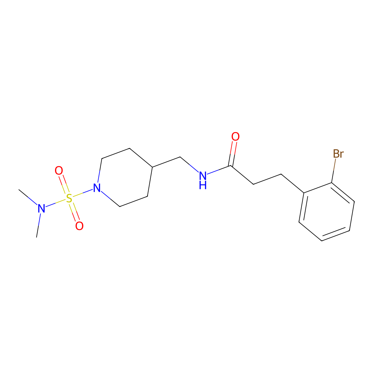 3-(2-bromophenyl)-N-{[1-(dimethylsulfamoyl)piperidin-4-yl]methyl}propanamide molecular structure, CAS 2097924-82-6