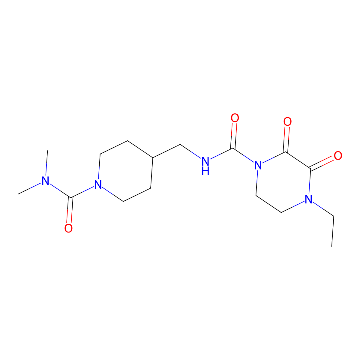 N-{[1-(dimethylcarbamoyl)piperidin-4-yl]methyl}-4-ethyl-2,3-dioxopiperazine-1-carboxamide molecular structure, CAS 2097924-84-8