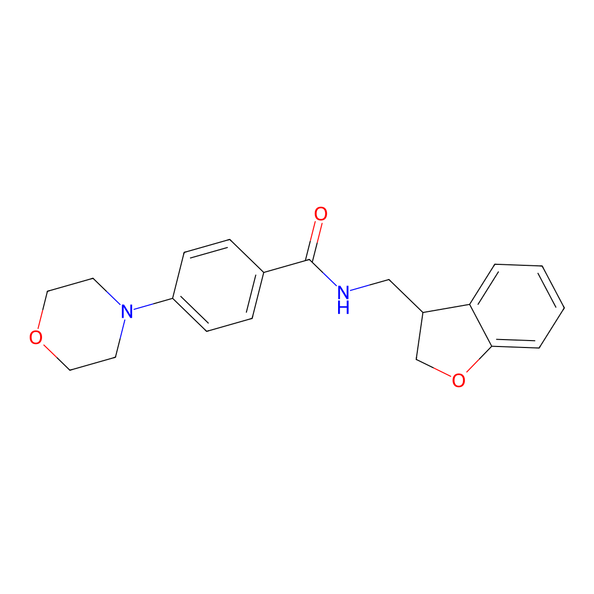 N-[(2,3-dihydro-1-benzofuran-3-yl)methyl]-4-(morpholin-4-yl)benzamide molecular structure, CAS 2097924-86-0