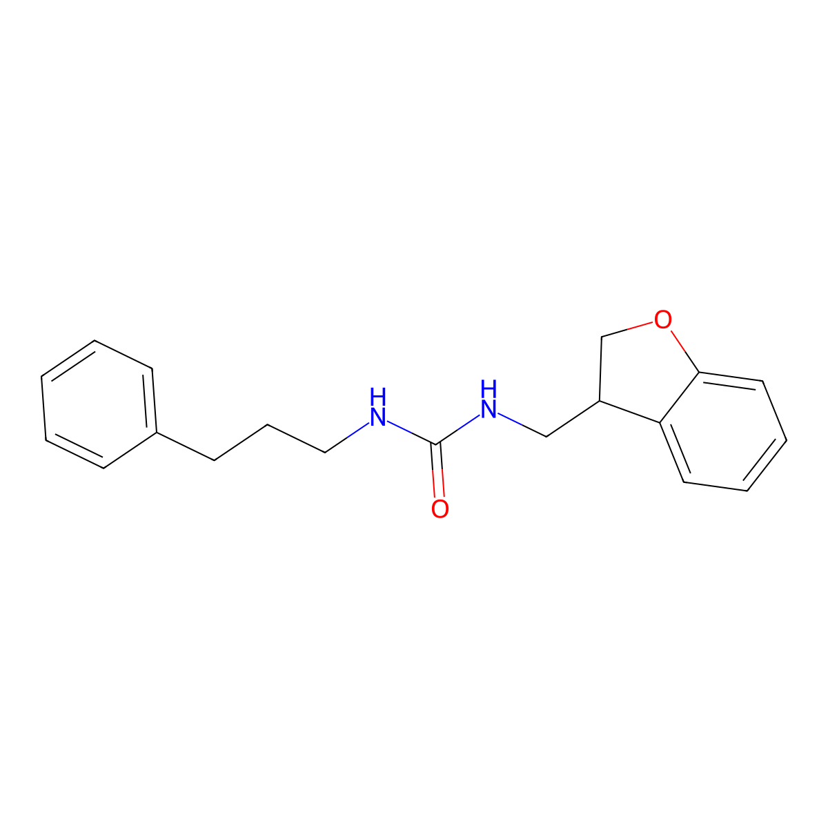 3-[(2,3-Dihydro-1-benzofuran-3-yl)methyl]-1-(3-phenylpropyl)urea molecular structure, CAS 2097924-87-1