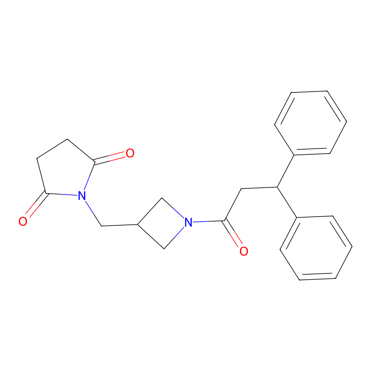 1-{[1-(3,3-Diphenylpropanoyl)azetidin-3-yl]methyl}pyrrolidine-2,5-dione molecular structure, CAS 2097924-88-2