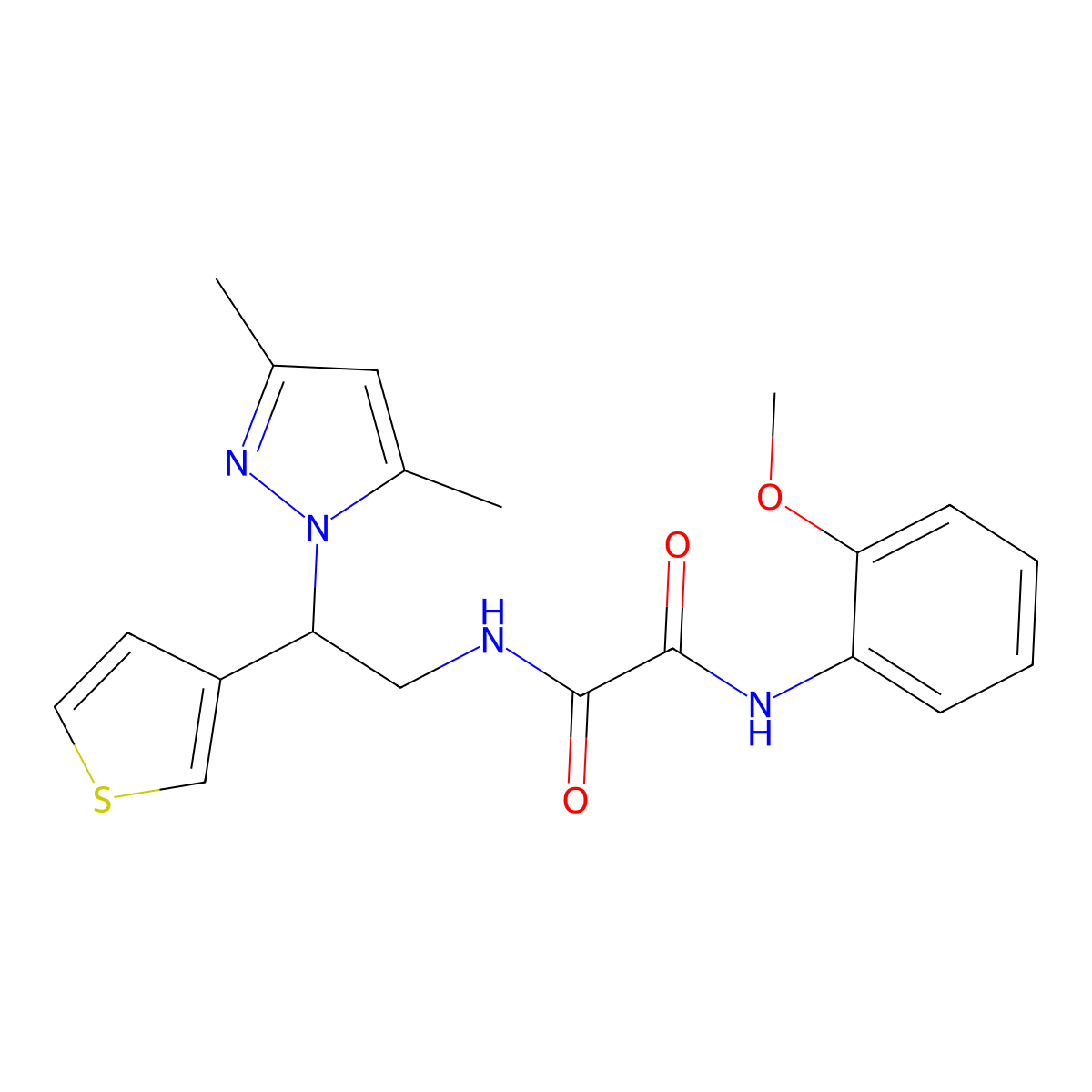 N-[2-(3,5-dimethyl-1H-pyrazol-1-yl)-2-(thiophen-3-yl)ethyl]-N'-(2-methoxyphenyl)ethanediamide molecular structure, CAS 2097924-93-9