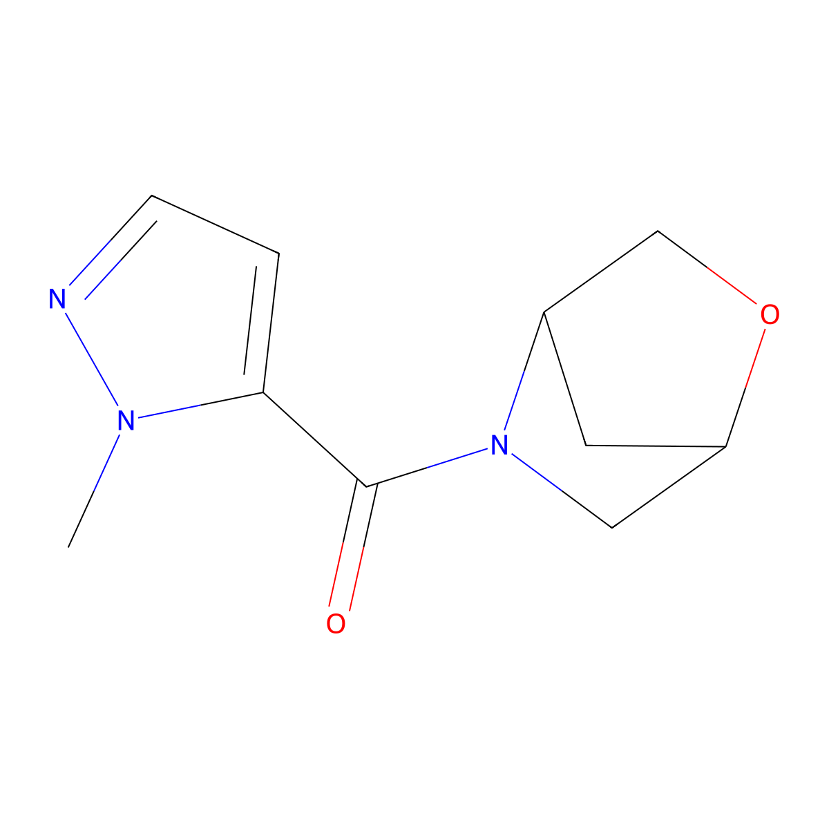 2-oxa-5-azabicyclo[2.2.1]heptan-5-yl(1-methyl-1H-pyrazol-5-yl)methanone molecular structure, CAS 2097924-94-0