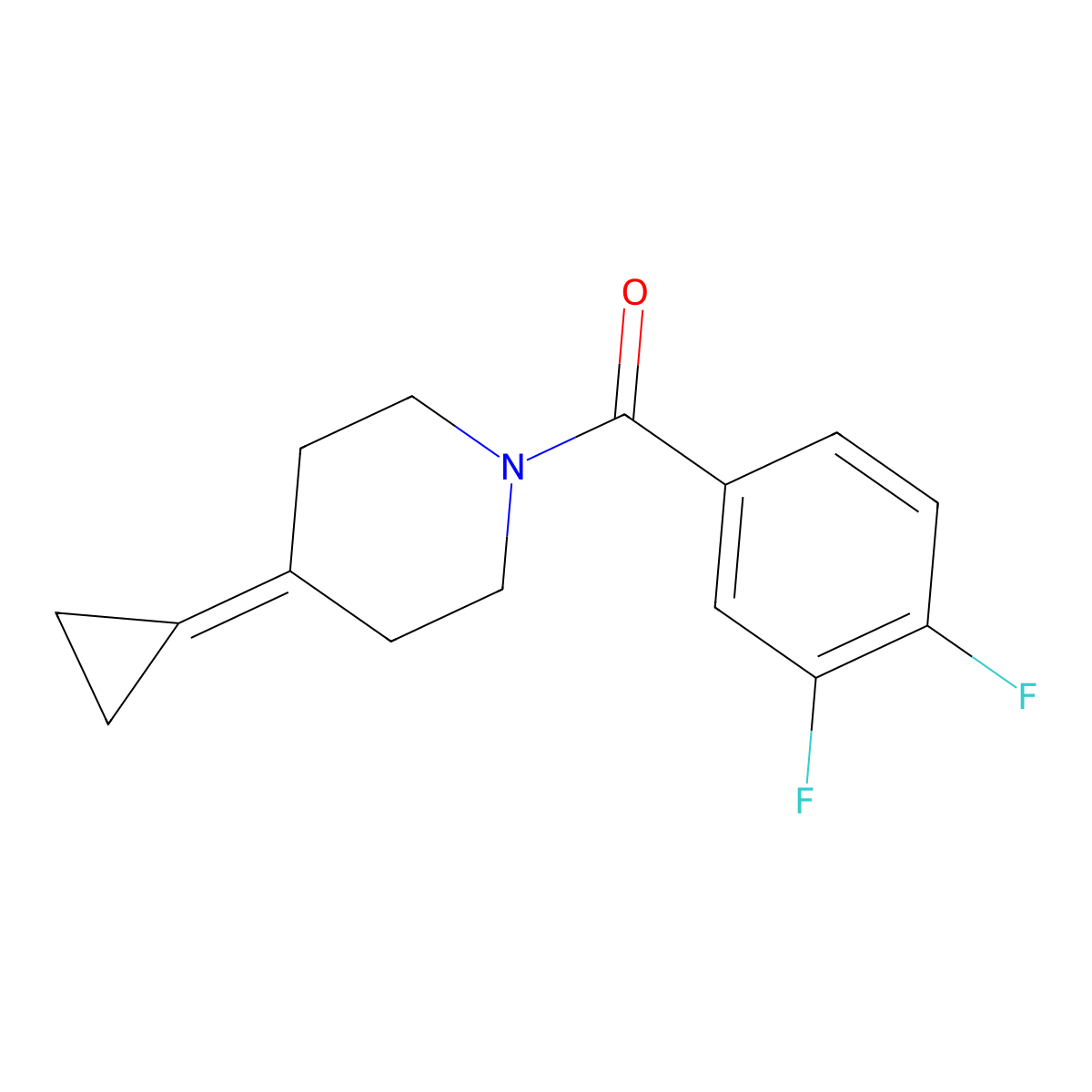 (4-Cyclopropylidenepiperidin-1-yl)(3,4-difluorophenyl)methanone molecular structure, CAS 2097924-95-1
