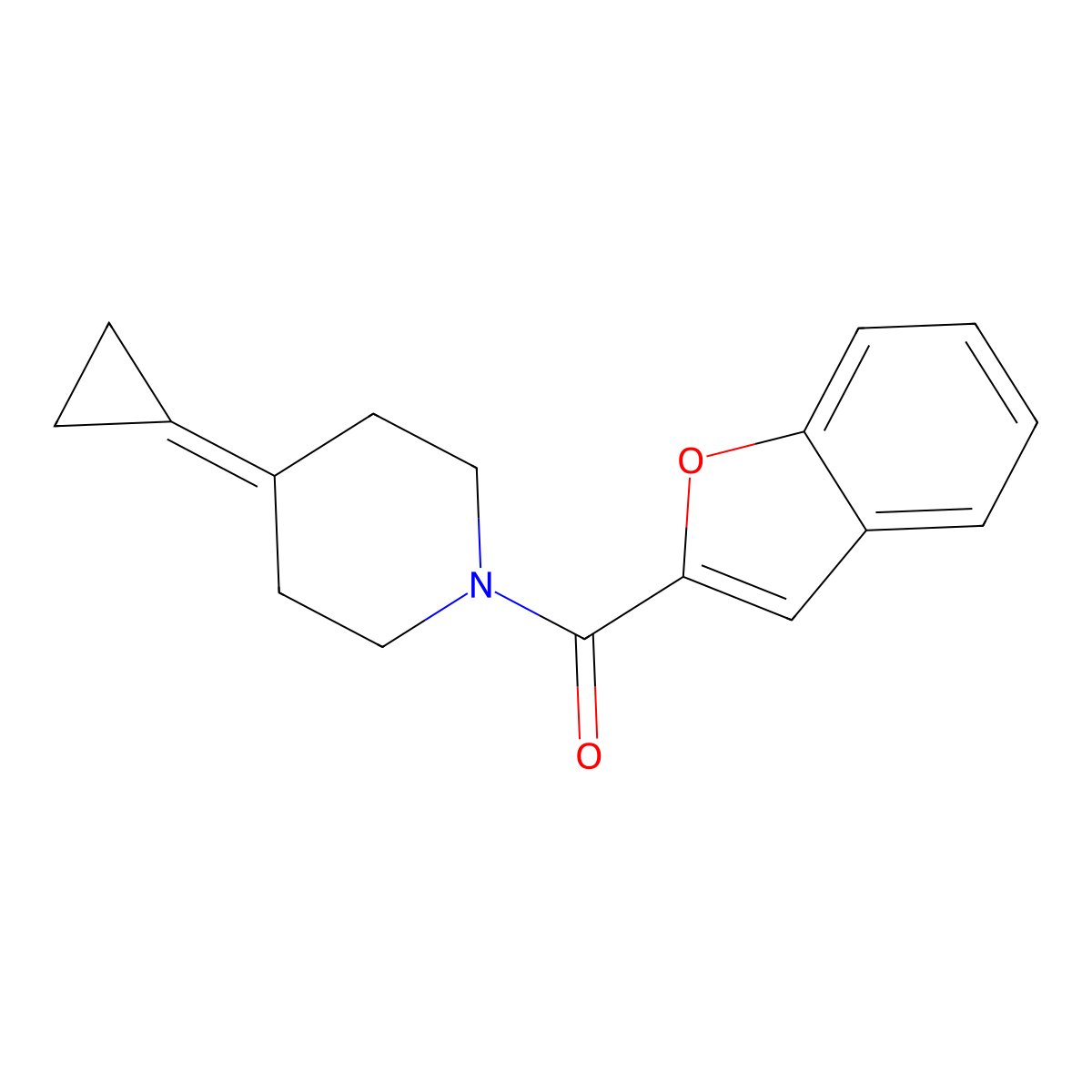 Benzofuran-2-yl(4-cyclopropylidenepiperidin-1-yl)methanone molecular structure, CAS 2097925-02-3