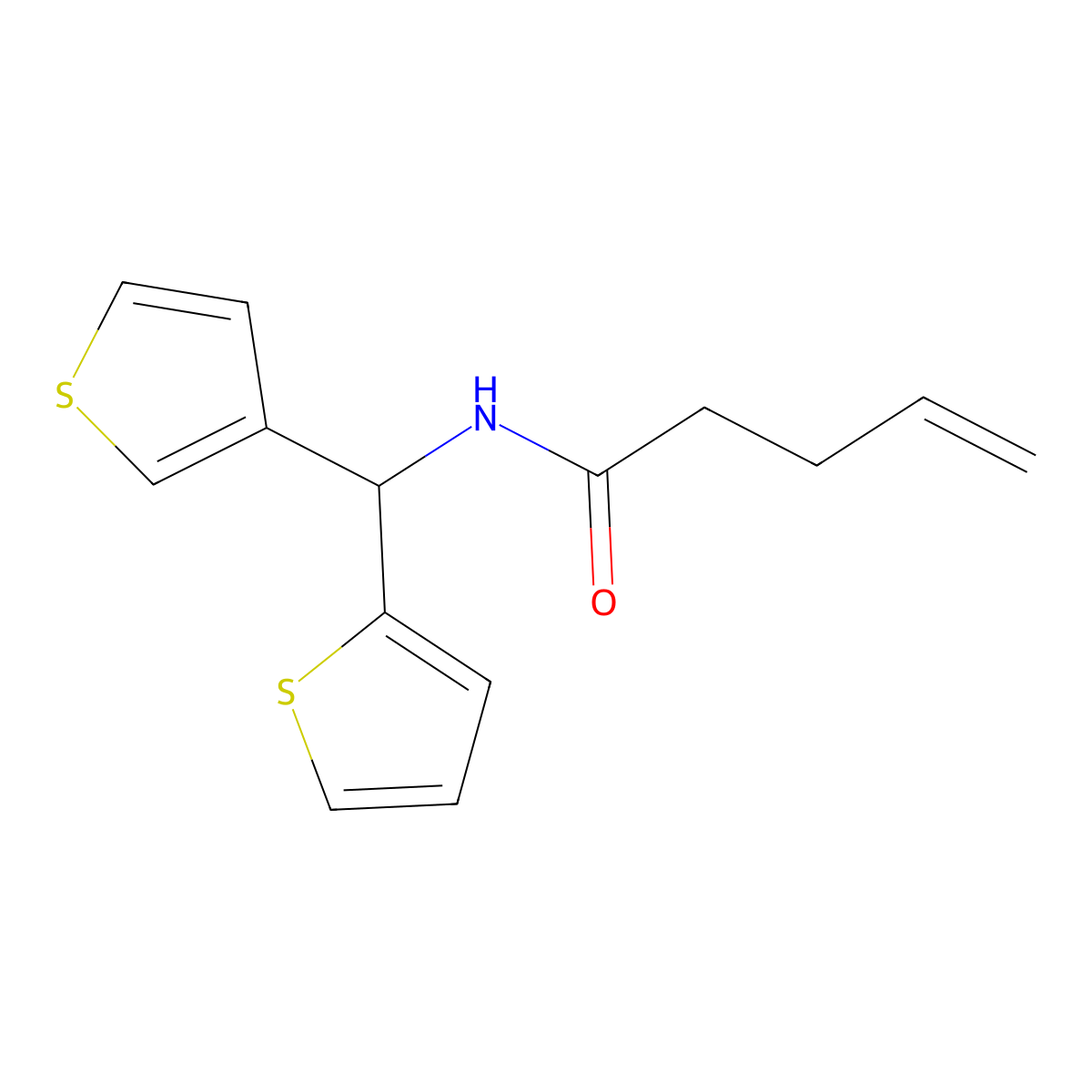 N-[(thiophen-2-yl)(thiophen-3-yl)methyl]pent-4-enamide molecular structure, CAS 2097925-05-6