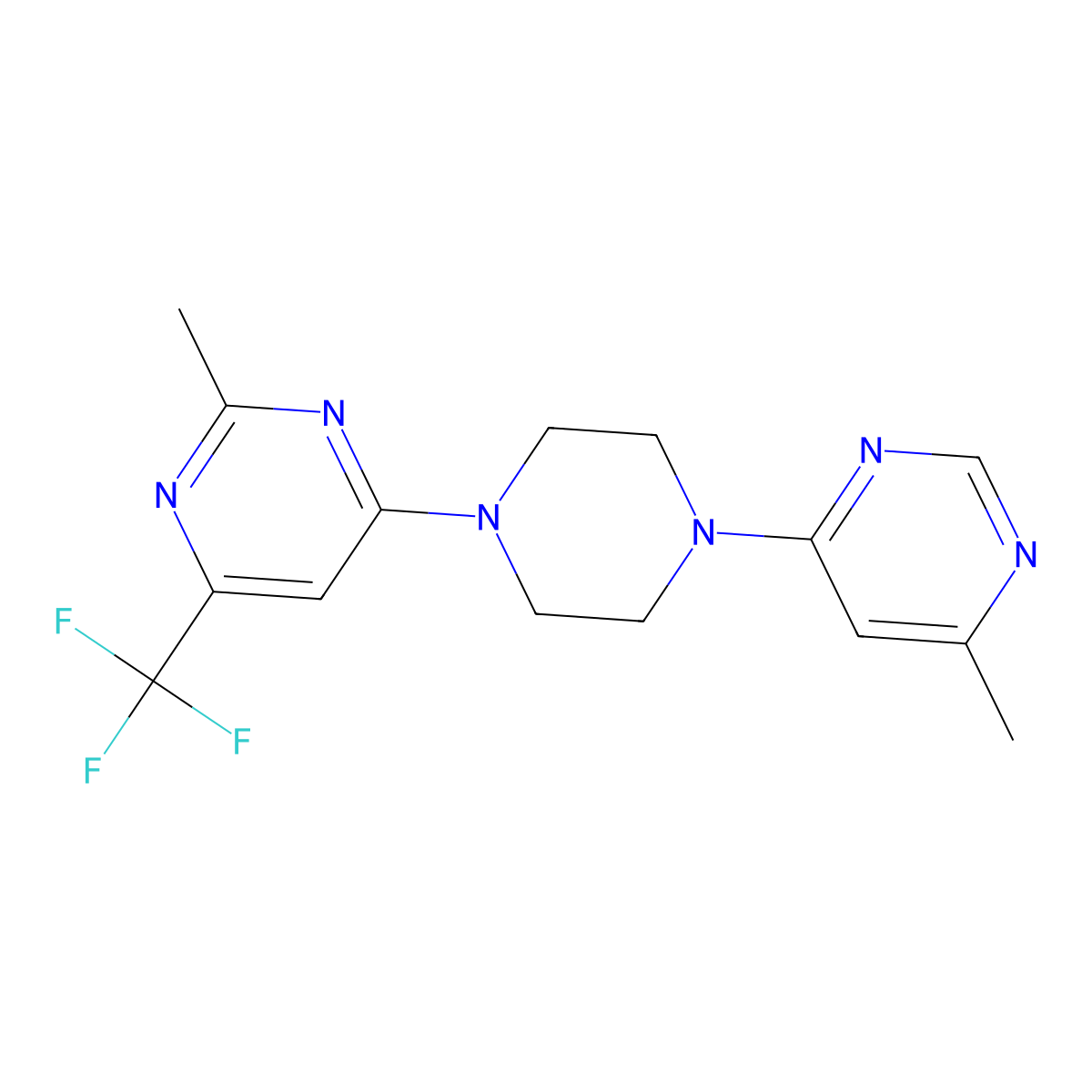2-Methyl-4-[4-(6-methylpyrimidin-4-yl)piperazin-1-yl]-6-(trifluoromethyl)pyrimidine molecular structure, CAS 2097925-08-9
