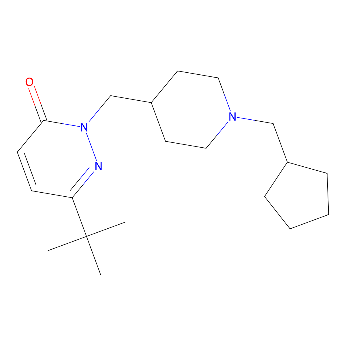 6-Tert-butyl-2-{[1-(cyclopentylmethyl)piperidin-4-yl]methyl}-2,3-dihydropyridazin-3-one molecular structure, CAS 2097925-10-3