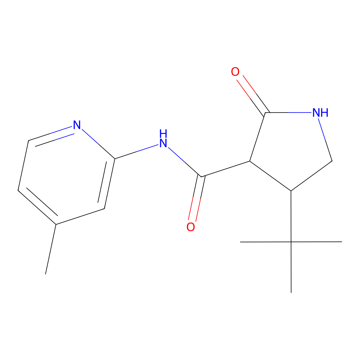 4-tert-butyl-N-(4-methylpyridin-2-yl)-2-oxopyrrolidine-3-carboxamide molecular structure, CAS 2097925-14-7