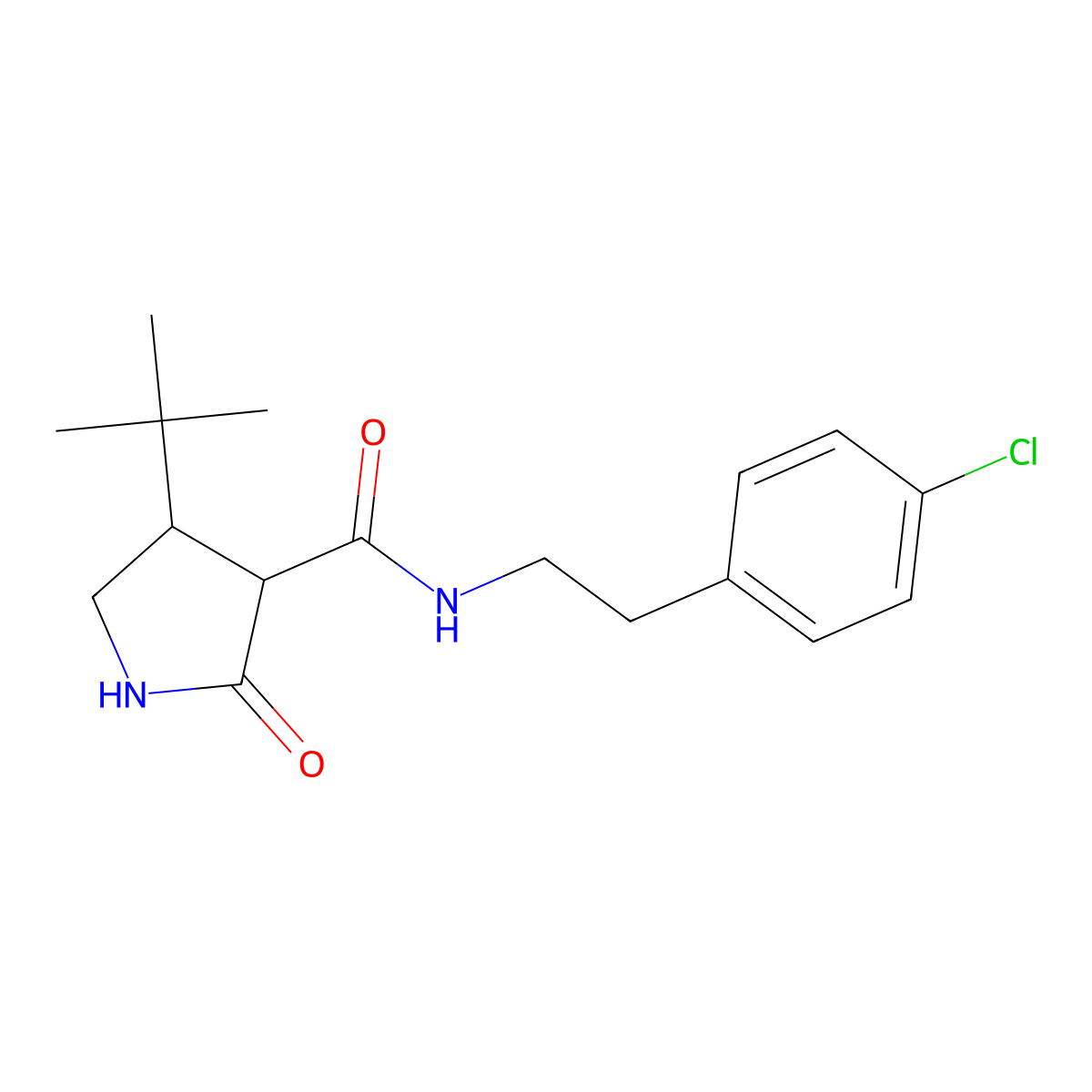 4-tert-butyl-N-[2-(4-chlorophenyl)ethyl]-2-oxopyrrolidine-3-carboxamide molecular structure, CAS 2097925-22-7