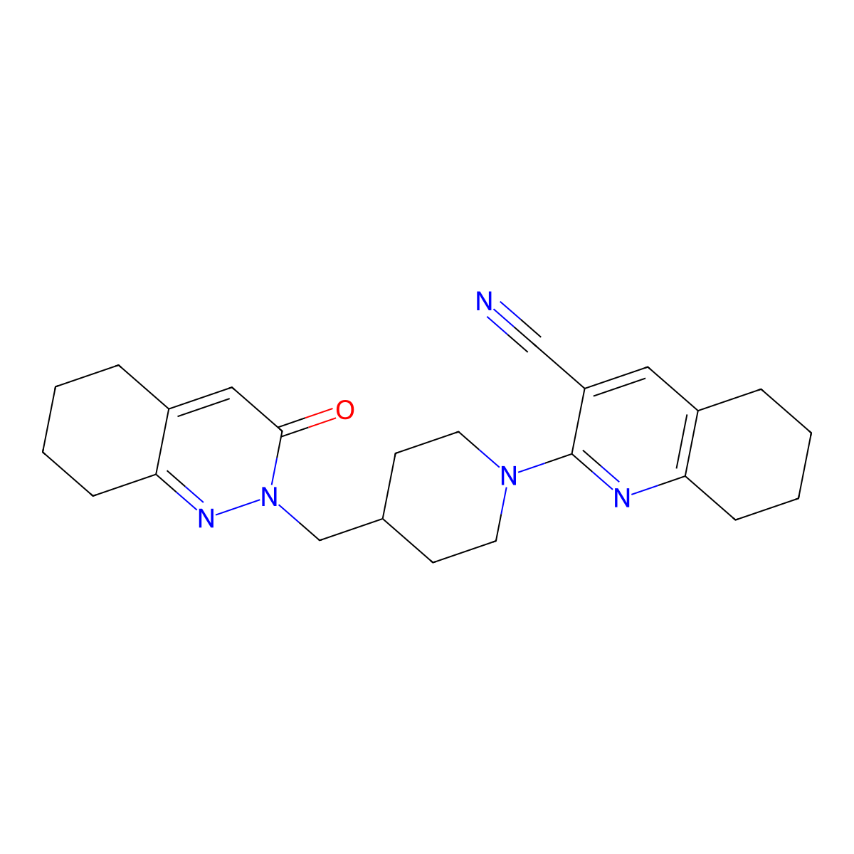 2-{4-[(3-Oxo-2,3,5,6,7,8-hexahydrocinnolin-2-yl)methyl]piperidin-1-yl}-5,6,7,8-tetrahydroquinoline-3-carbonitrile molecular structure, CAS 2097925-27-2