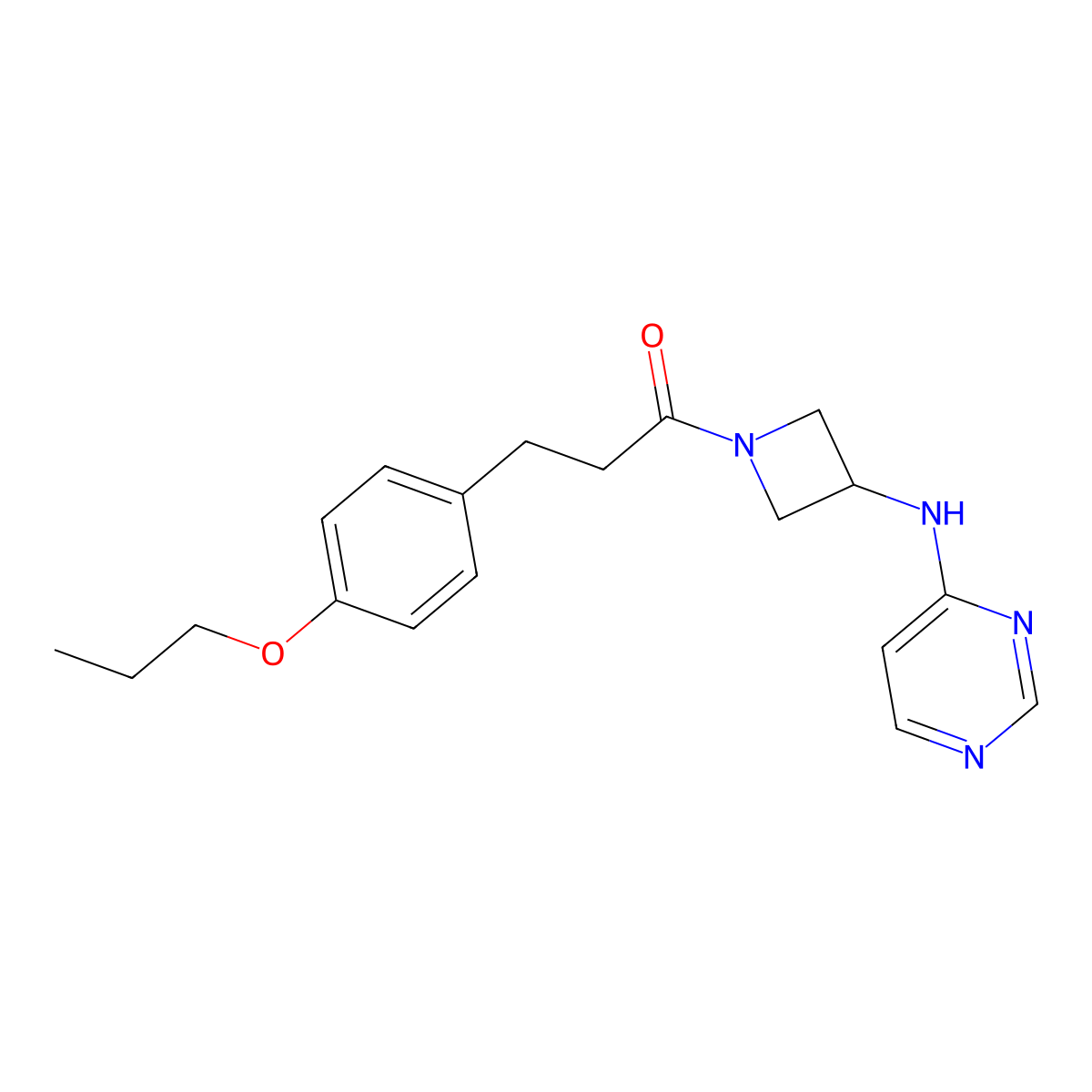 3-(4-Propoxyphenyl)-1-{3-[(pyrimidin-4-yl)amino]azetidin-1-yl}propan-1-one molecular structure, CAS 2097925-30-7