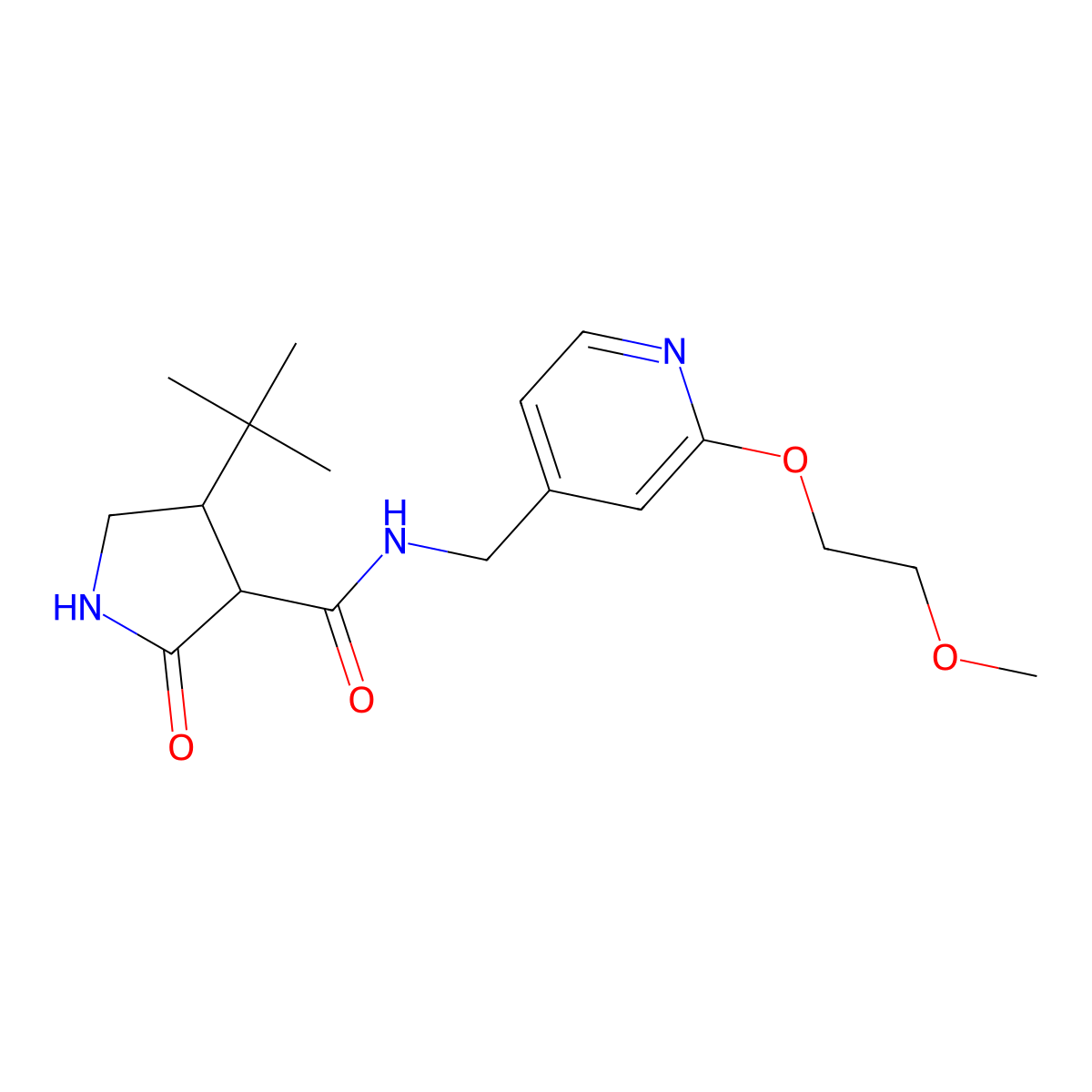 4-tert-butyl-N-{[2-(2-methoxyethoxy)pyridin-4-yl]methyl}-2-oxopyrrolidine-3-carboxamide molecular structure, CAS 2097925-34-1