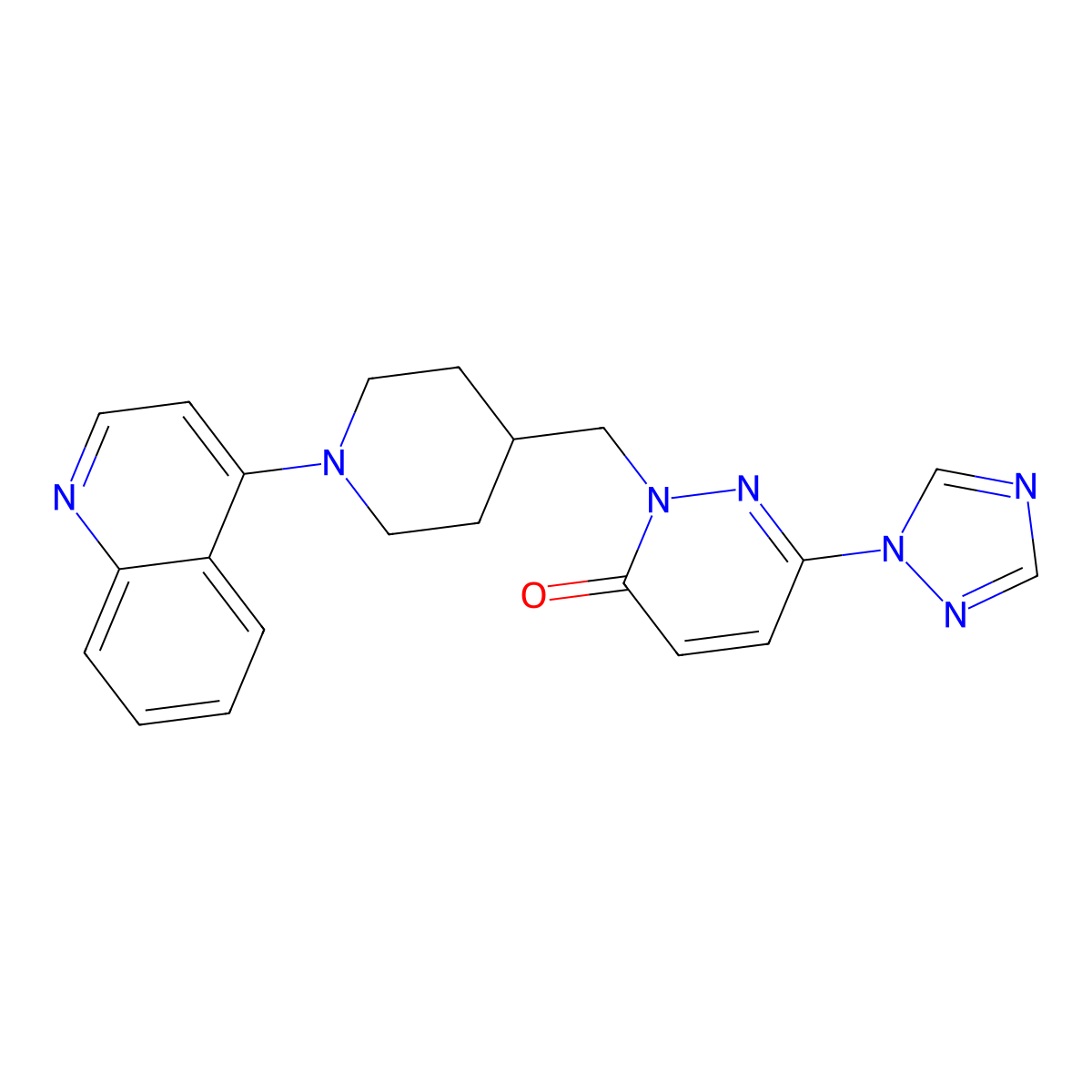 2-{[1-(quinolin-4-yl)piperidin-4-yl]methyl}-6-(1H-1,2,4-triazol-1-yl)-2,3-dihydropyridazin-3-one molecular structure, CAS 2097925-35-2