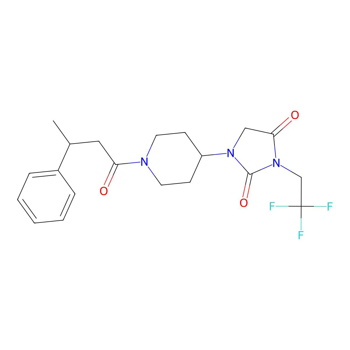 1-[1-(3-Phenylbutanoyl)piperidin-4-yl]-3-(2,2,2-trifluoroethyl)imidazolidine-2,4-dione molecular structure, CAS 2097925-44-3