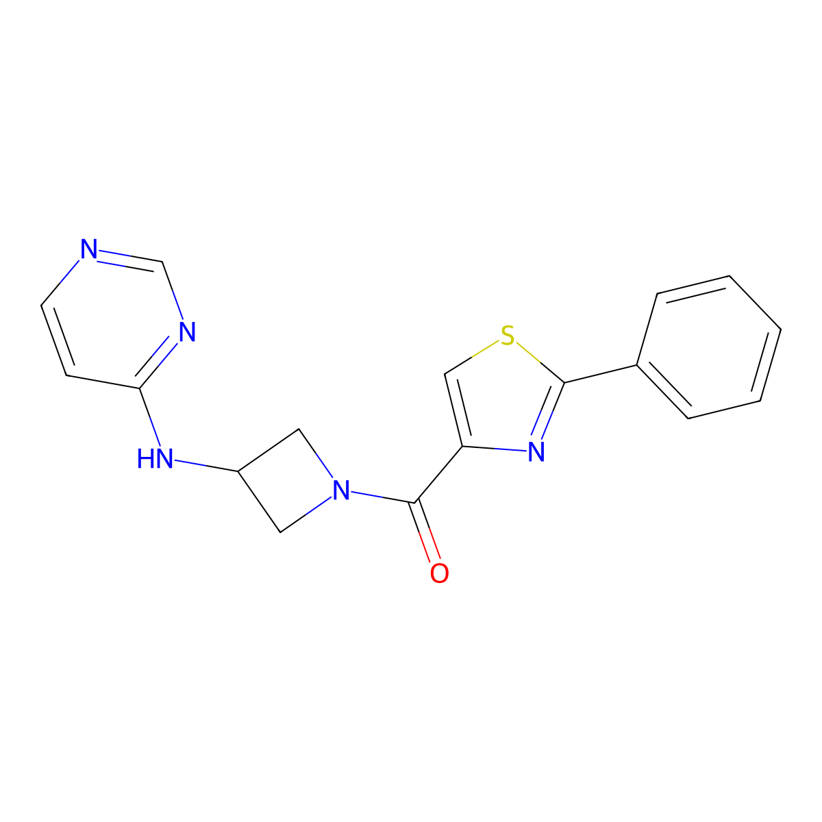 N-[1-(2-phenyl-1,3-thiazole-4-carbonyl)azetidin-3-yl]pyrimidin-4-amine molecular structure, CAS 2097925-45-4