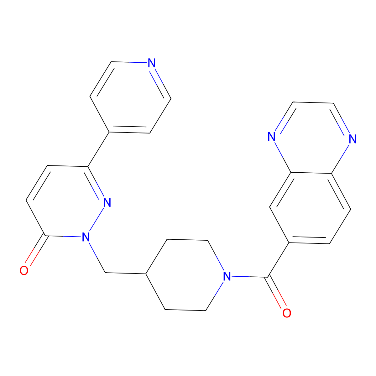 6-(Pyridin-4-yl)-2-{[1-(quinoxaline-6-carbonyl)piperidin-4-yl]methyl}-2,3-dihydropyridazin-3-one molecular structure, CAS 2097925-48-7