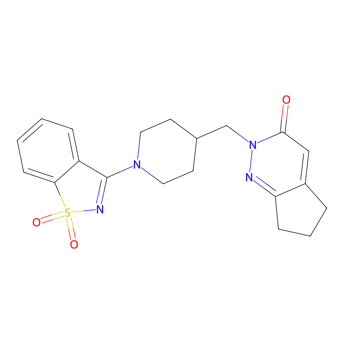 3-[4-({3-oxo-2H,3H,5H,6H,7H-cyclopenta[c]pyridazin-2-yl}methyl)piperidin-1-yl]-1lambda6,2-benzothiazole-1,1-dione molecular structure, CAS 2097925-52-3