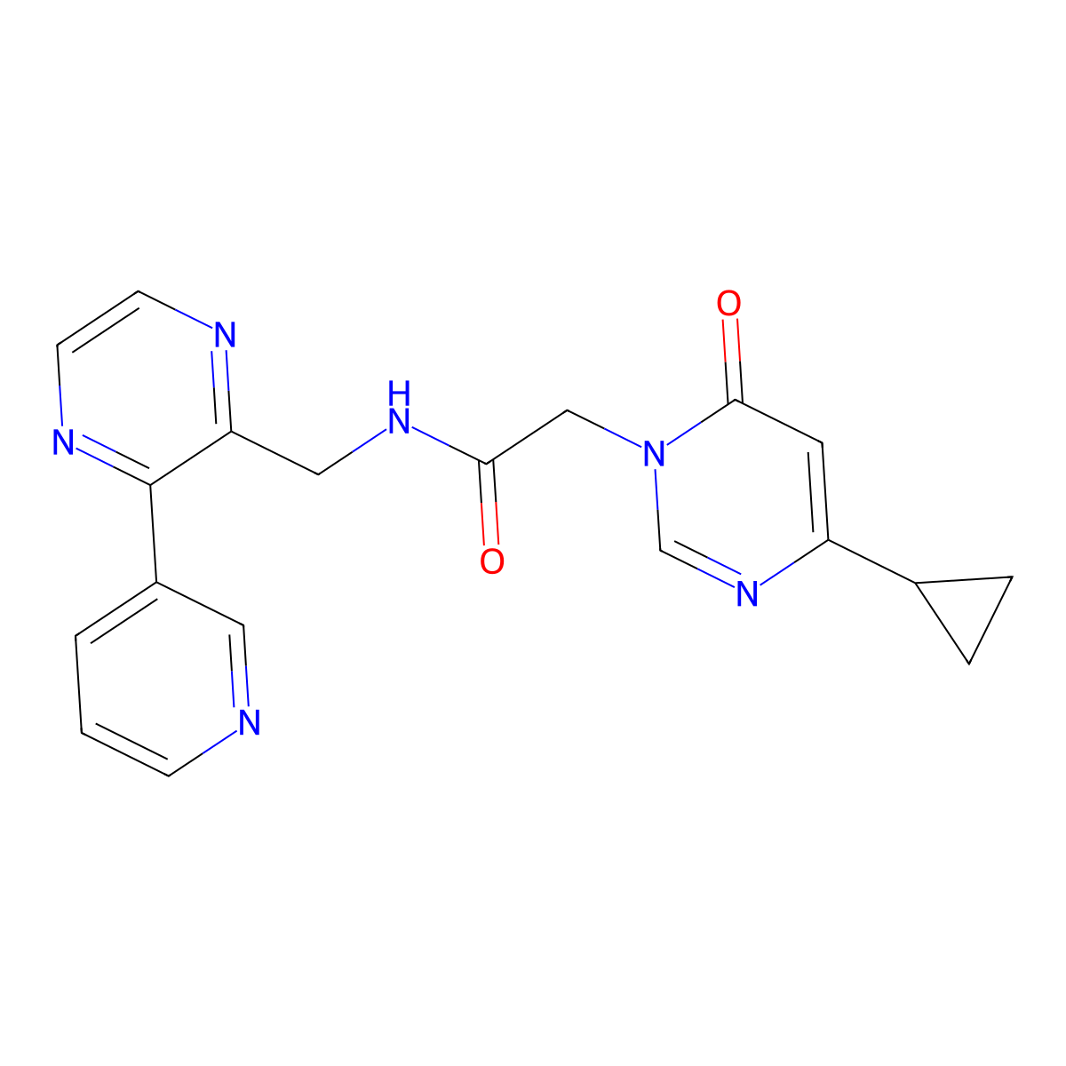 2-(4-cyclopropyl-6-oxo-1,6-dihydropyrimidin-1-yl)-N-{[3-(pyridin-3-yl)pyrazin-2-yl]methyl}acetamide molecular structure, CAS 2097925-58-9
