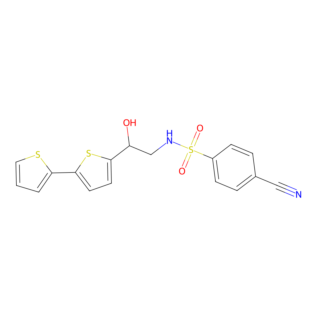 2-{[2,2'-bithiophene]-5-yl}-S-(4-cyanophenyl)-2-hydroxyethane-1-sulfonamido molecular structure, CAS 2097925-68-1