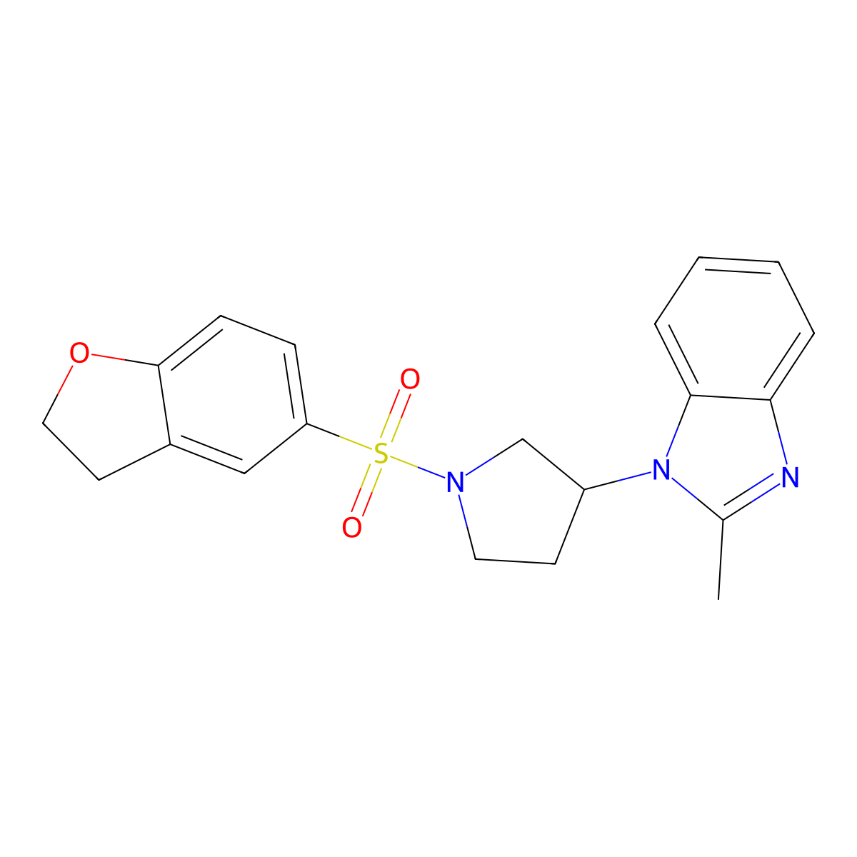 1-[1-(2,3-dihydro-1-benzofuran-5-sulfonyl)pyrrolidin-3-yl]-2-methyl-1H-1,3-benzodiazole molecular structure, CAS 2097925-69-2
