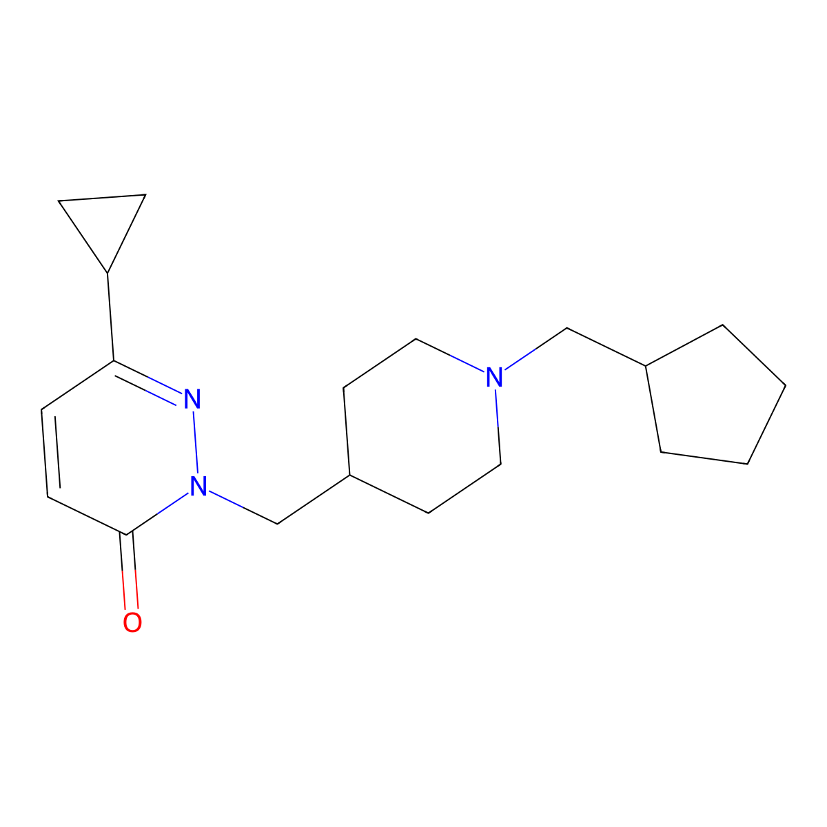 2-{[1-(Cyclopentylmethyl)piperidin-4-yl]methyl}-6-cyclopropyl-2,3-dihydropyridazin-3-one molecular structure, CAS 2097925-70-5