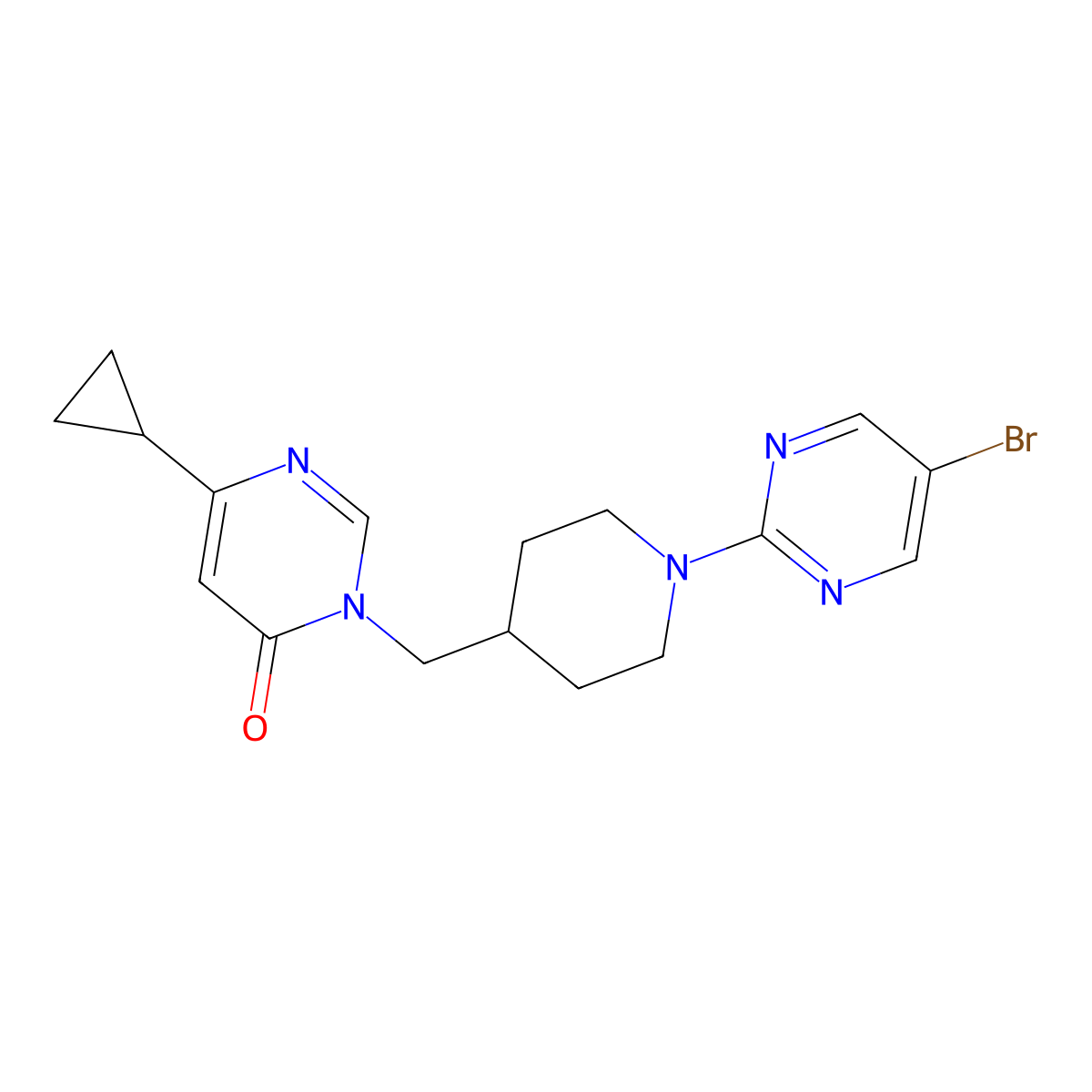 3-{[1-(5-Bromopyrimidin-2-yl)piperidin-4-yl]methyl}-6-cyclopropyl-3,4-dihydropyrimidin-4-one molecular structure, CAS 2097925-73-8