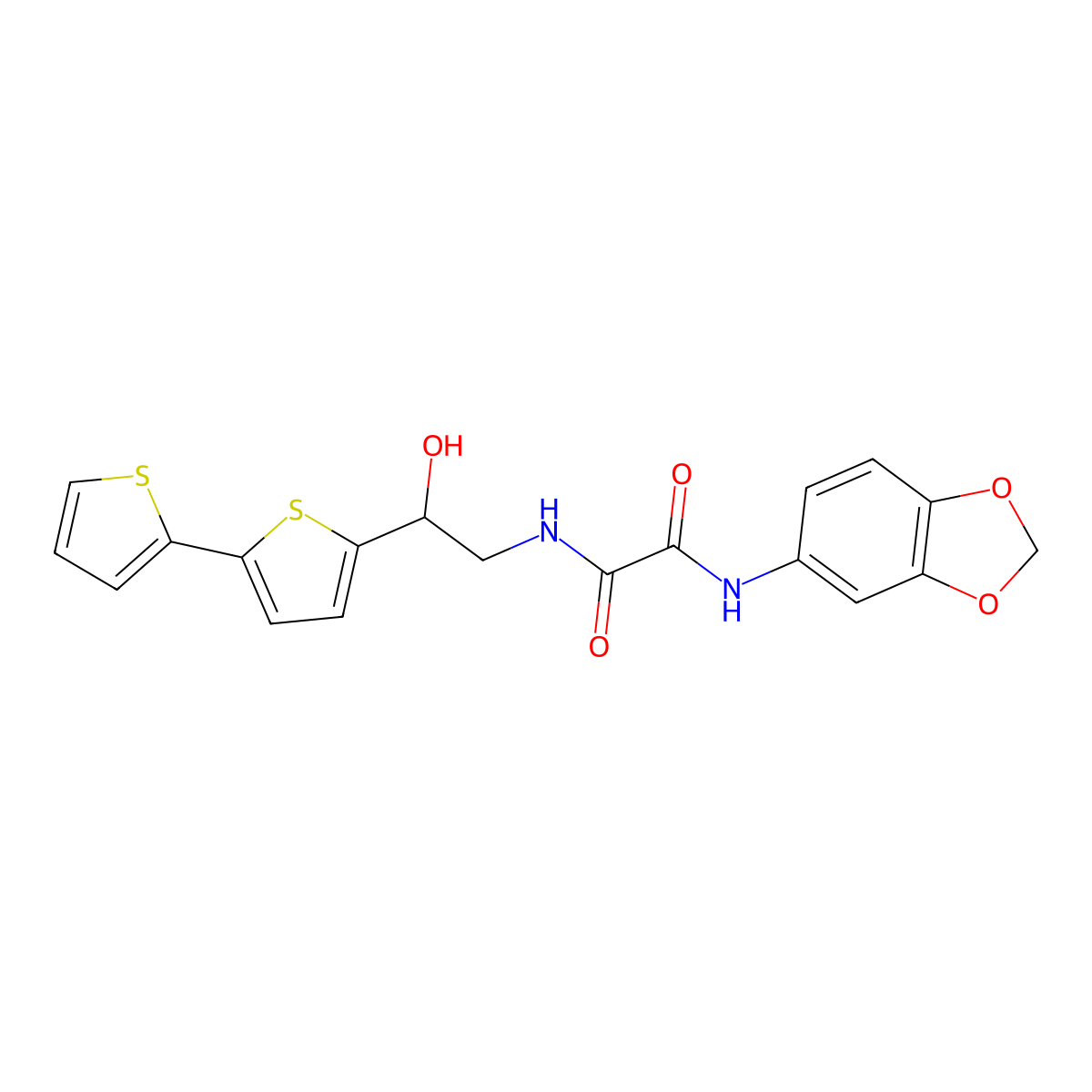 N'-(2H-1,3-benzodioxol-5-yl)-N-(2-{[2,2'-bithiophene]-5-yl}-2-hydroxyethyl)ethanediamide molecular structure, CAS 2097925-76-1