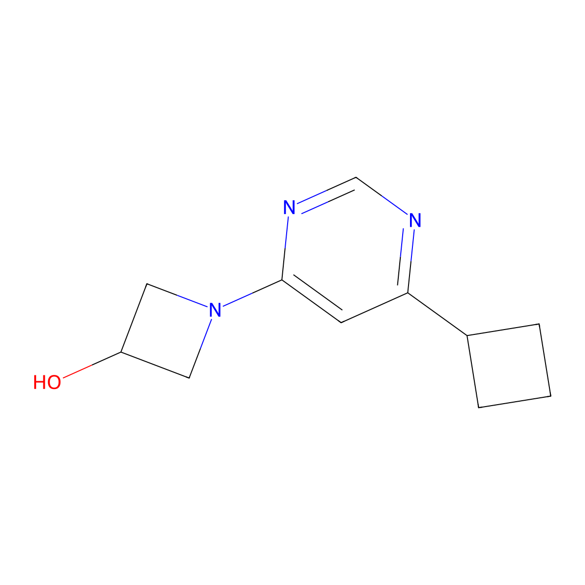1-(6-Cyclobutylpyrimidin-4-yl)azetidin-3-ol molecular structure, CAS 2097925-77-2