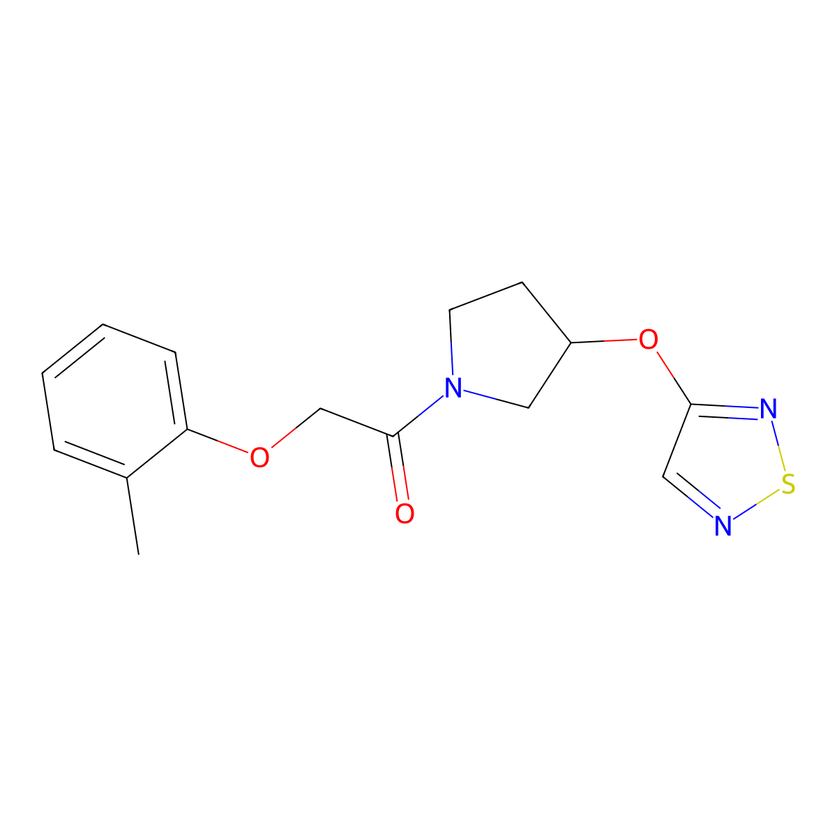1-(3-((1,2,5-Thiadiazol-3-yl)oxy)pyrrolidin-1-yl)-2-(o-tolyloxy)ethan-1-one molecular structure, CAS 2097925-79-4
