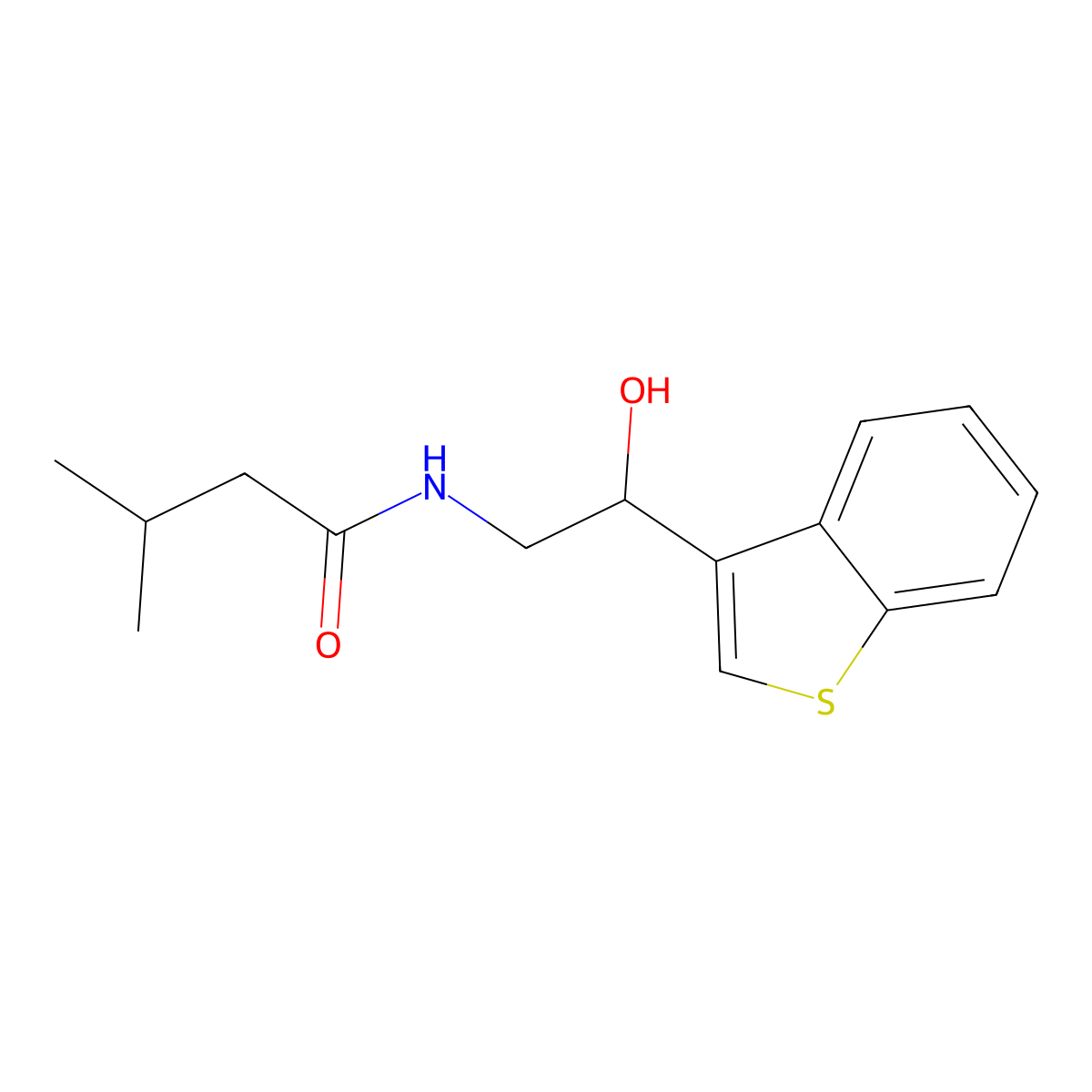 N-(2-(benzo[b]thiophen-3-yl)-2-hydroxyethyl)-3-methylbutanamide molecular structure, CAS 2097925-81-8