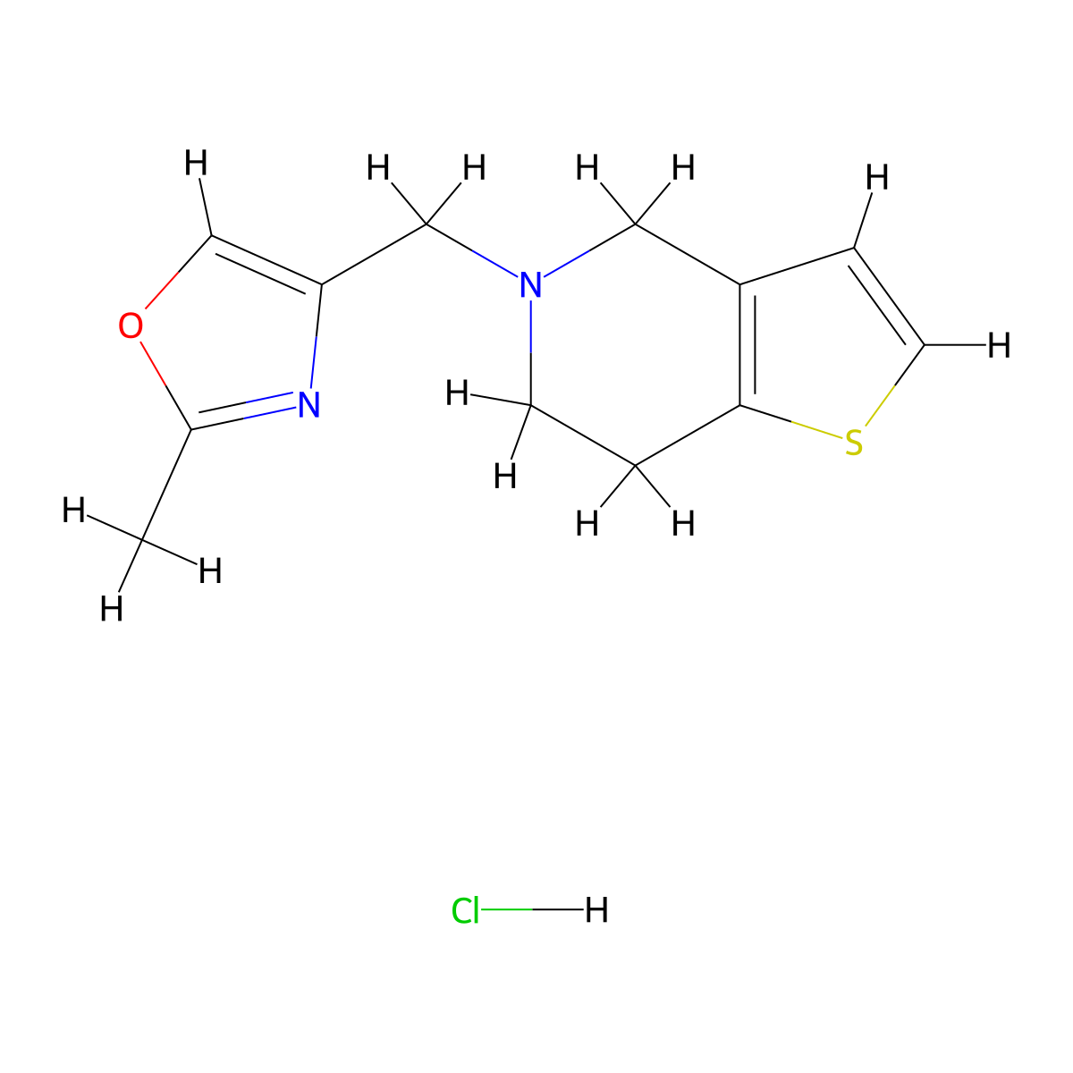 2-methyl-4-({4H,5H,6H,7H-thieno[3,2-c]pyridin-5-yl}methyl)-1,3-oxazole hydrochloride molecular structure, CAS 2097925-84-1