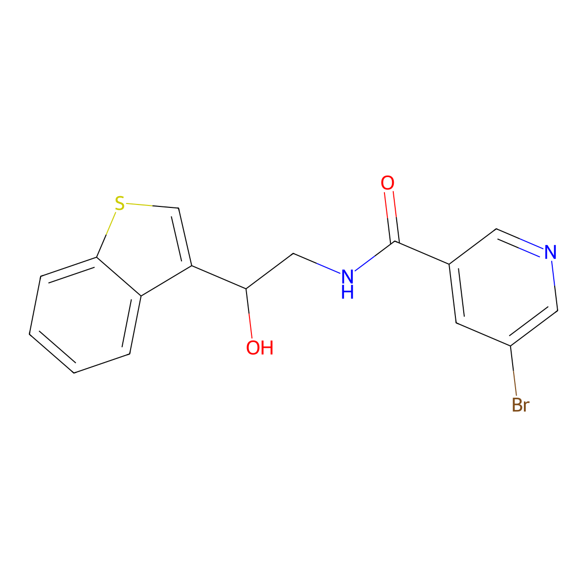 N-(2-(benzo[b]thiophen-3-yl)-2-hydroxyethyl)-5-bromonicotinamide molecular structure, CAS 2097925-86-3
