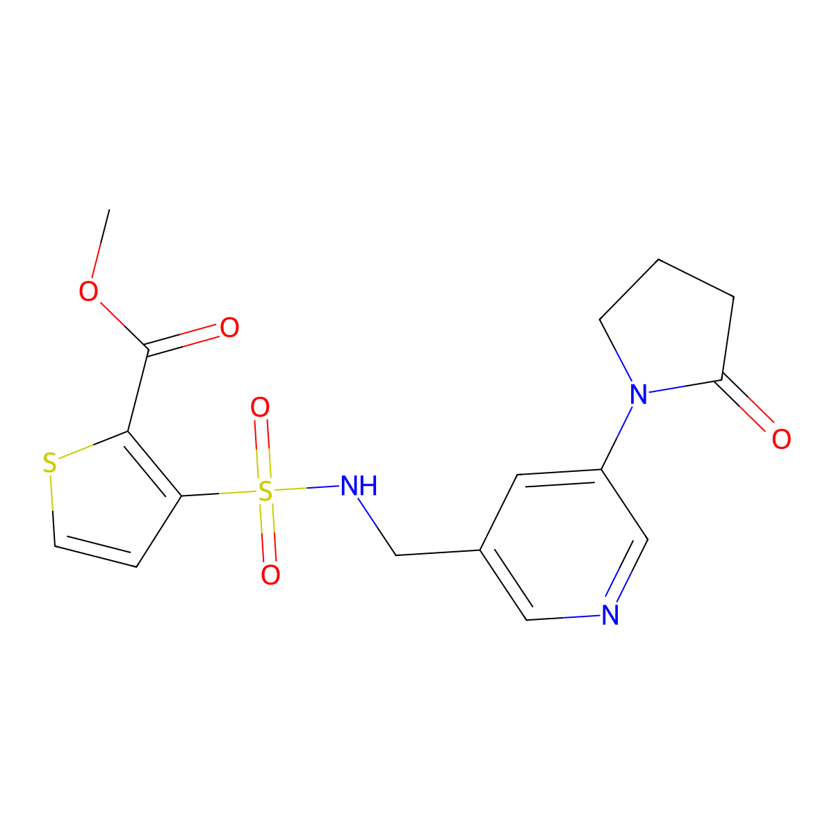 Methyl 3-({[5-(2-oxopyrrolidin-1-yl)pyridin-3-yl]methyl}sulfamoyl)thiophene-2-carboxylate molecular structure, CAS 2097925-88-5