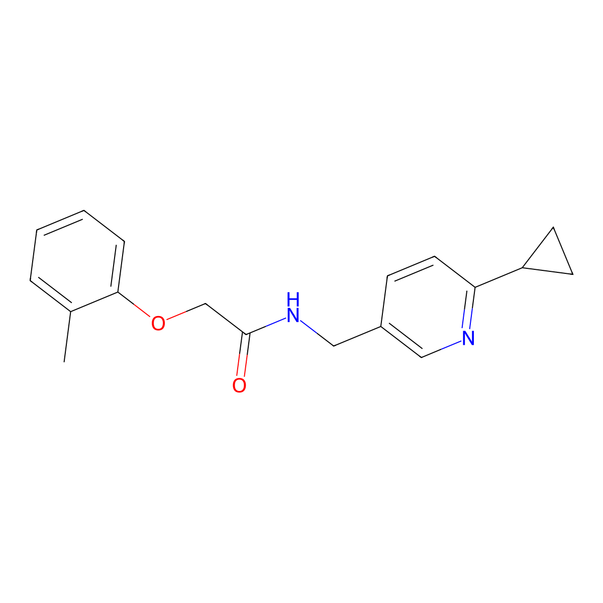 N-[(6-cyclopropylpyridin-3-yl)methyl]-2-(2-methylphenoxy)acetamide molecular structure, CAS 2097925-93-2
