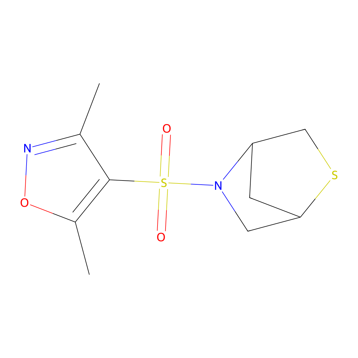 4-(2-Thia-5-azabicyclo[2.2.1]heptan-5-ylsulfonyl)-3,5-dimethylisoxazole molecular structure, CAS 2097925-94-3