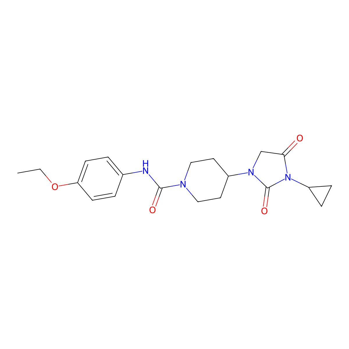 4-(3-cyclopropyl-2,4-dioxoimidazolidin-1-yl)-N-(4-ethoxyphenyl)piperidine-1-carboxamide molecular structure, CAS 2097925-97-6